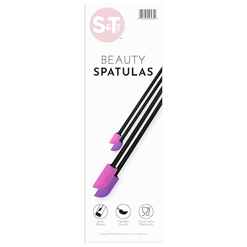 S&T INC. Makeup Spatula, Large and Mini Silicone Spatula Set for Cosmetics, Shampoo, Hair Care, and Skin Care Products, 4 Piece Set, Pink/Purple Beauty & Personal Care S&T INC.