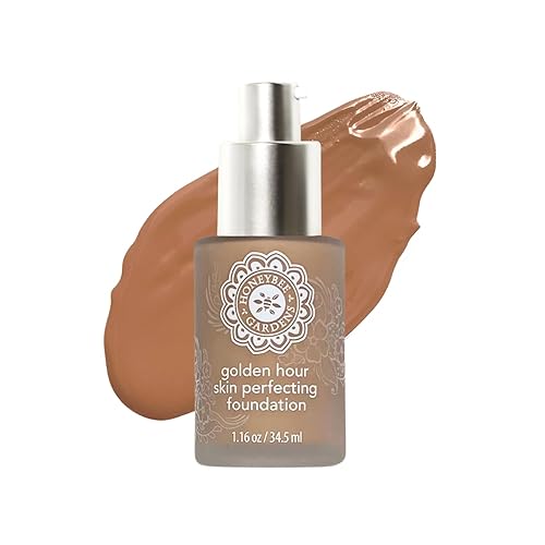 Honeybee Gardens Golden Hour Foundation In Montego, Warm Tan Neutral For Deeper Skin Tones, Skin-Perfecting, Luminous Finish, Vegan, 34.5ml Beauty & Personal Care Honeybee Gardens