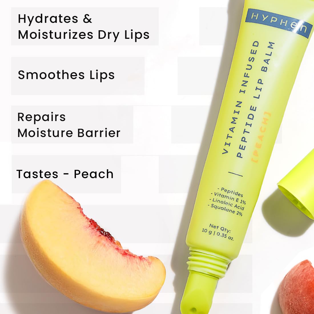 Hyphen-Peach Lip Balm for Dry & Chapped Lips - Vitamin Infused Peptide - Hydrating & Moisturizing Balm for Unisex - For Dark Lips - Smoothen Lips Beauty and Personal Care Hyphen
