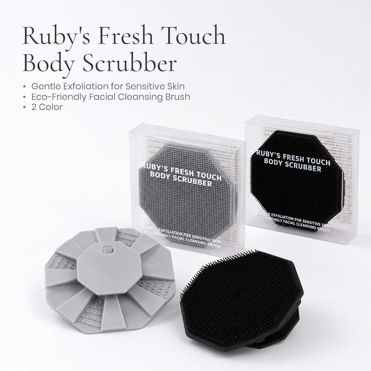 Silicone Body Scrubber for Shower, Silicone Shower Scrubber Body Brush, Body Scrubber with Soft Silicone Bristles, Bath Scrubber for Body, Bath Beauty and Personal Care RUBY VIBE CO