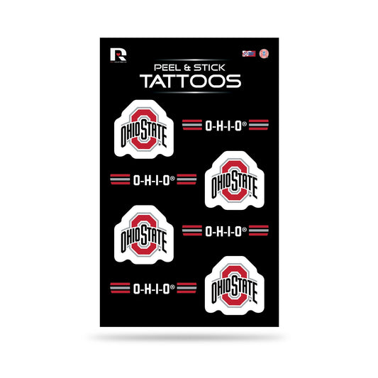 Rico Industries NCAA Ohio State Buckeyes Peel & Stick Temporary Tattoos - Eye Black - Game Day Approved!