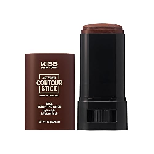 Kiss New York Airy Velvet Contour Stick, Cool Toned Face Sculpting Cream Makeup, Buildable with Lightweight Natural Finish, Hyaluronic Acid & Green Beauty & Personal Care Kiss