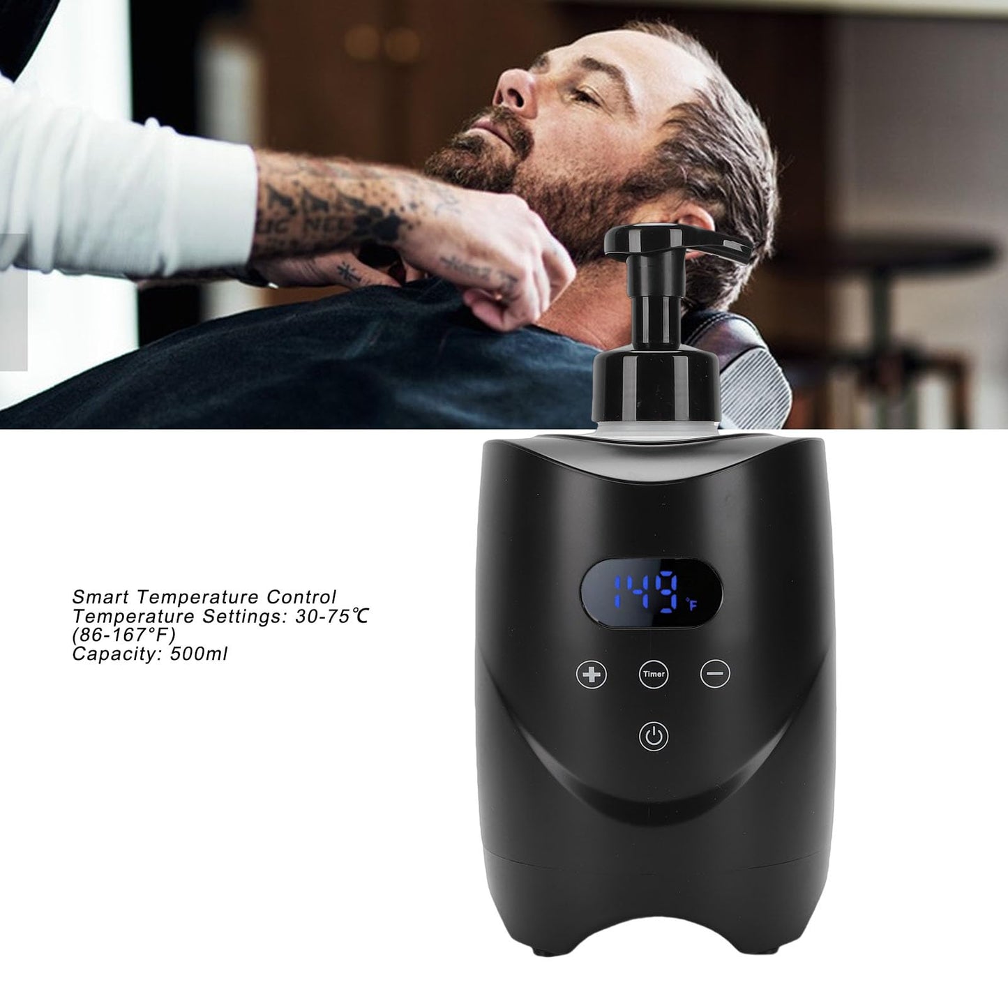 Hamwesh Hot Lather Machine, 500ml Large Capacity Lather Maker For Men Face Shaving, 86-167F Dual Temperature Display Electric Shaving Cream Warmer Beauty and Personal Care Hamwesh