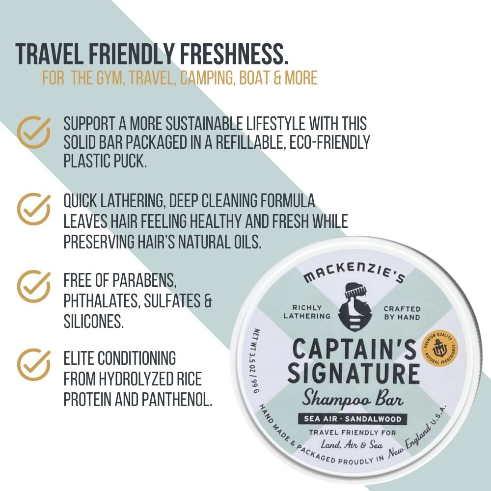 MacKenzie's Captain's Signature Shampoo Bar - Travel Friendly - 3.5 OZ