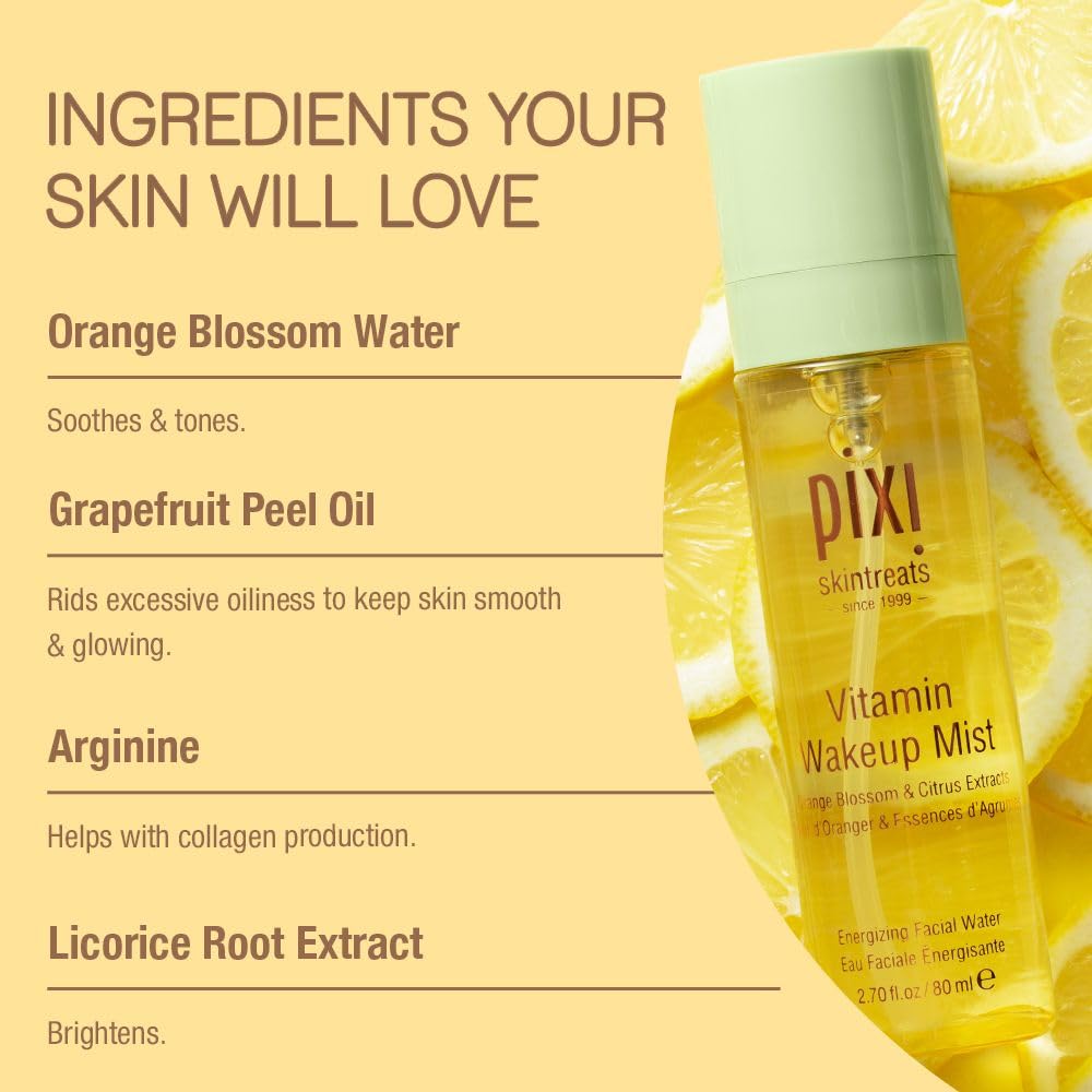Pixi Vitamin-C Wakeup Mist | Helps Cool, Refresh, and Wake Up Skin | Adds Hydration | Boosting Treatment Toner | 2.7 fl oz / 80ml Beauty & Personal Care Pixi