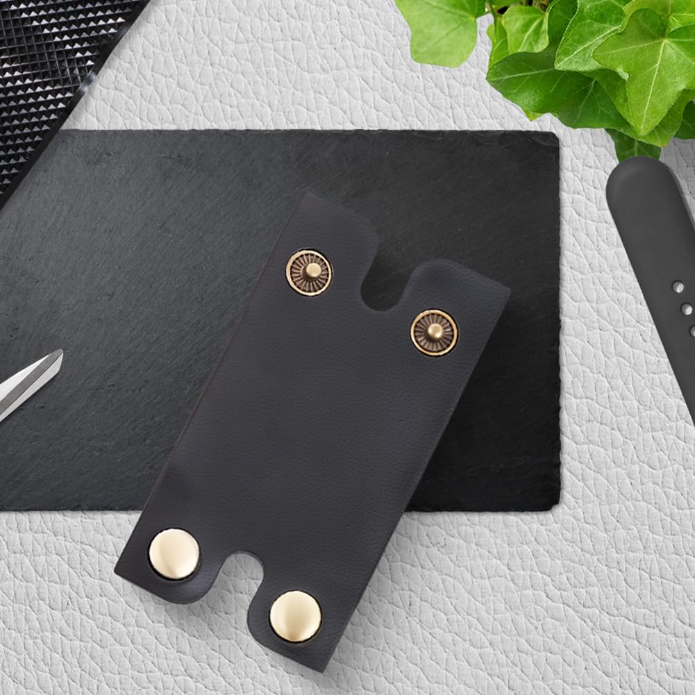 CALFOVERA 2PCS 3.43×1.77 Inch Razor Head Protecting Seath Shaving Travel Blade Guard Case with Snap Closure PU Leather Double Edge Razor Protective Beauty and Personal Care CALFOVERA