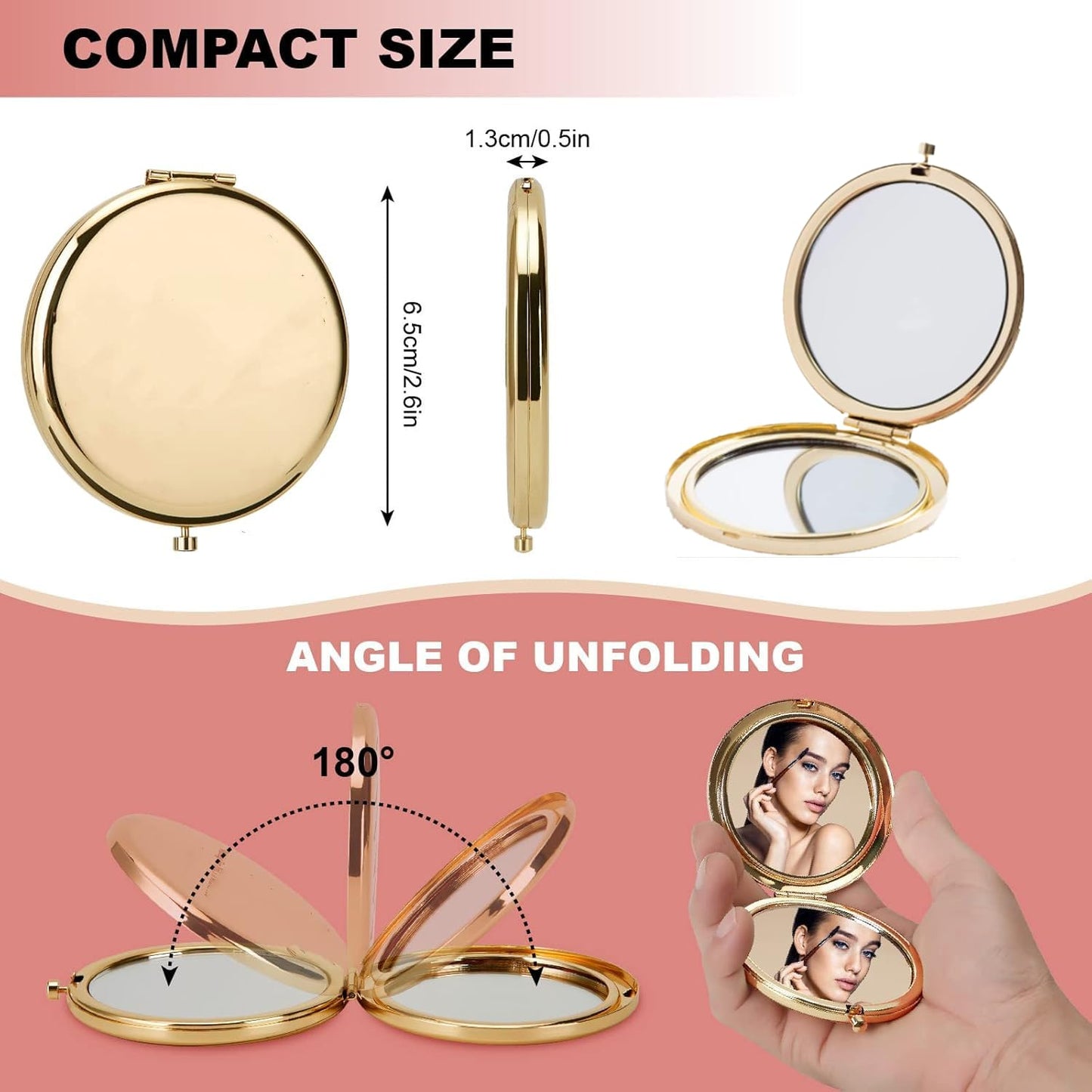 MIHAGUTY Magnifying Compact Mirror for Purses with 2 x 1x Magnification, Folding Mini Pocket Double Sided Travel Makeup Mirror,Perfect for Purse Beauty & Personal Care MIHAGUTY