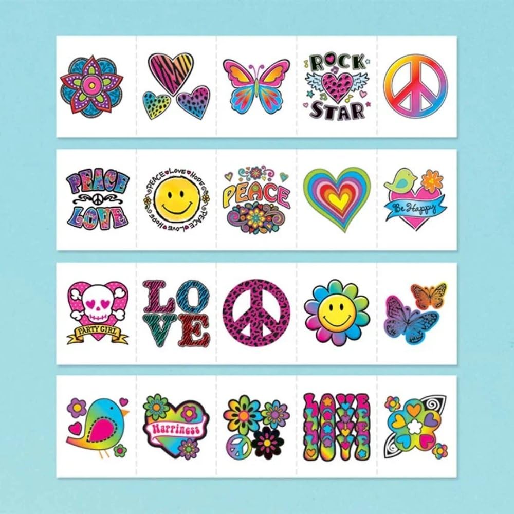 Multicolor Tween Tattoo Mega Value Pack Favors - 12.125" x 8" (120 Pc) - Exciting & Unique Variety Designs - Vibrant Temporary Tattoos for Kids &