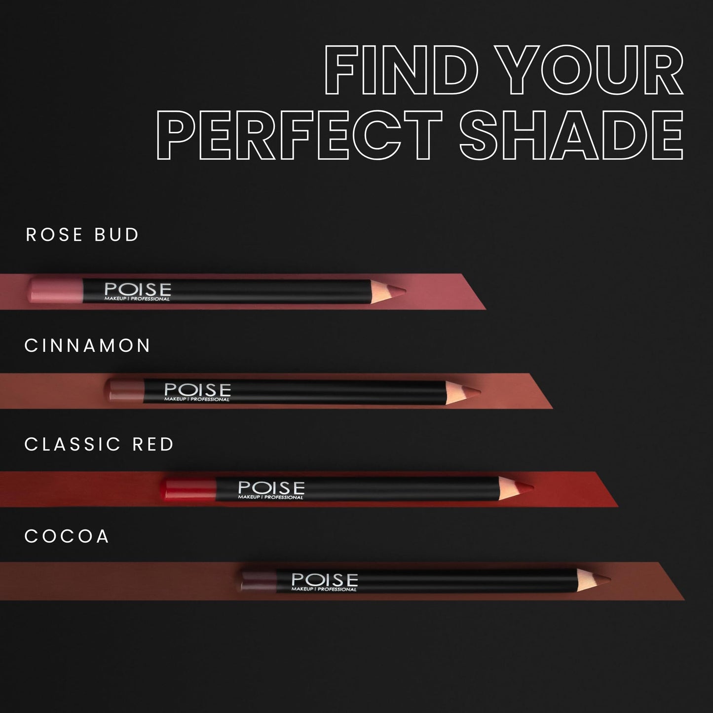 POISE Makeup Lip Liner Pencil | Long-lasting Water-resistant Lip Color Pencil, COCOA (cool brown) Beauty & Personal Care POISE INT'L BEVERLY HILLS