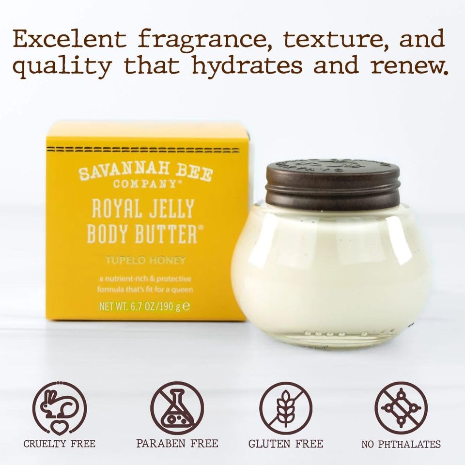 Savannah Bee Company Royal Jelly Body Butter - Deep Hydrating Body Butter - Tupelo Beauty & Personal Care Savannah Bee Company