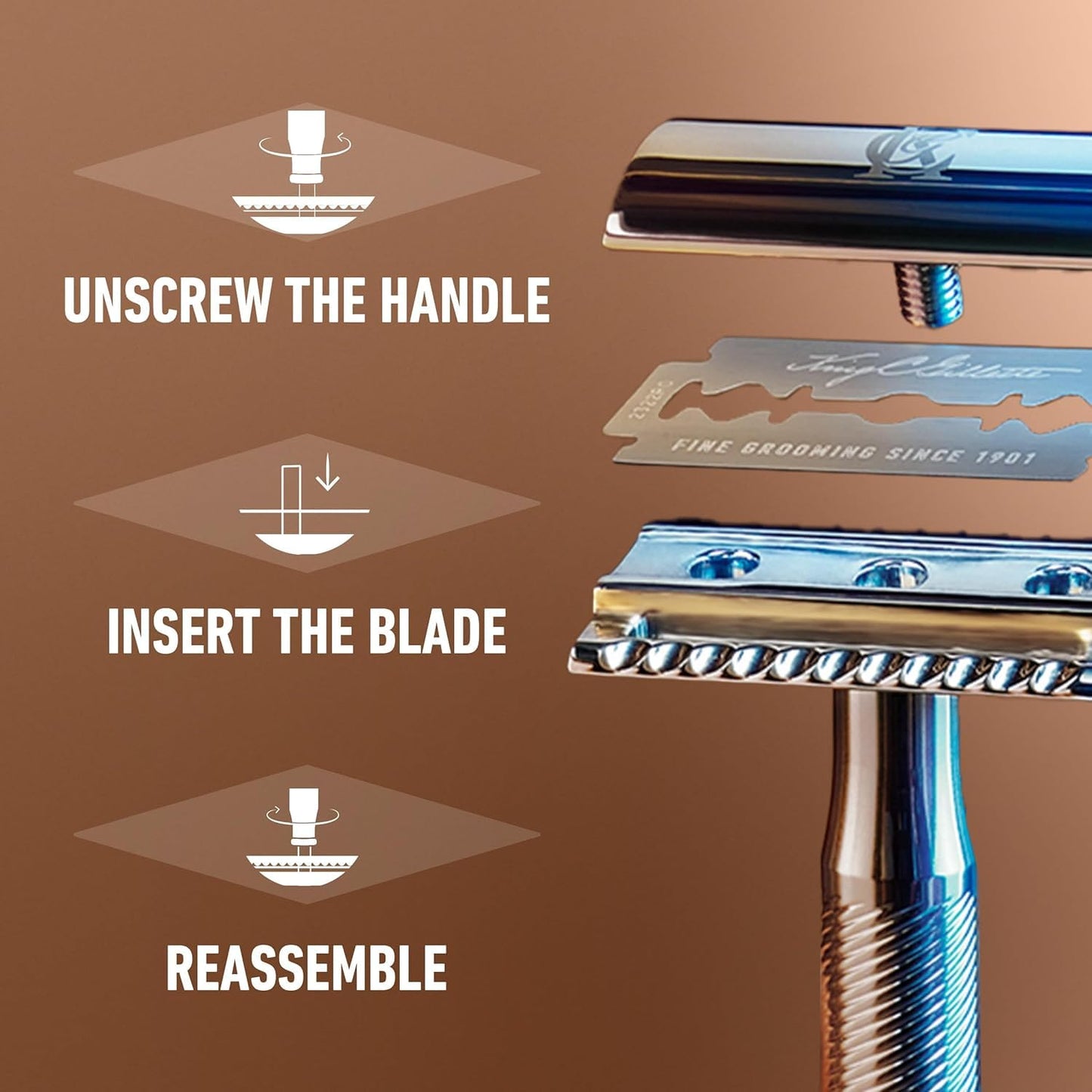 King C. Gillette Double Edge Safety Razor Blades 10 count, Stainless Steel Platinum Coated Blades Beauty and Personal Care King C. Gillette