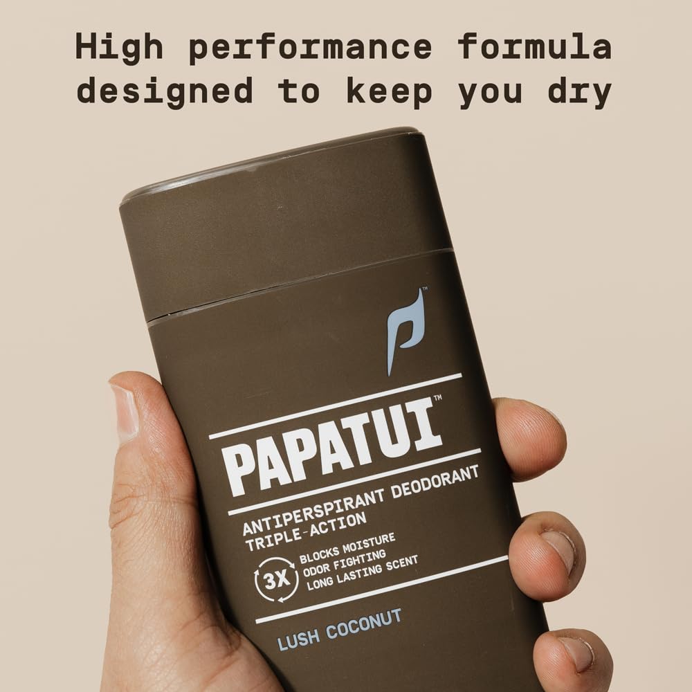 PAPATUI by Dwayne Johnson Triple Action Antiperspirant for Men - Sweat Control, Odor Neutralizer & Skin Nourishing - Lush Coconut - 2.6 oz Beauty and Personal Care PAPATUI