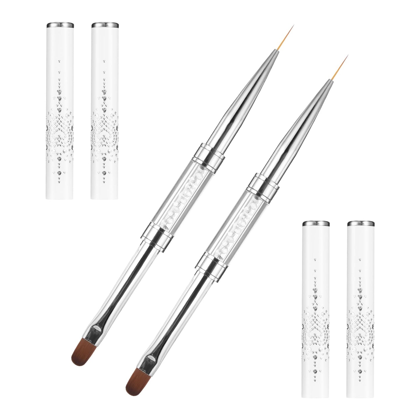 JJUNW 2 Pcs Double Ended Nail Builder Gel Brush, French Tip Brush Hard Gel for Nails, Brush Liner Brush Nails Hard Gel for Design Nails Professional Beauty and Personal Care JJUNW Default Title