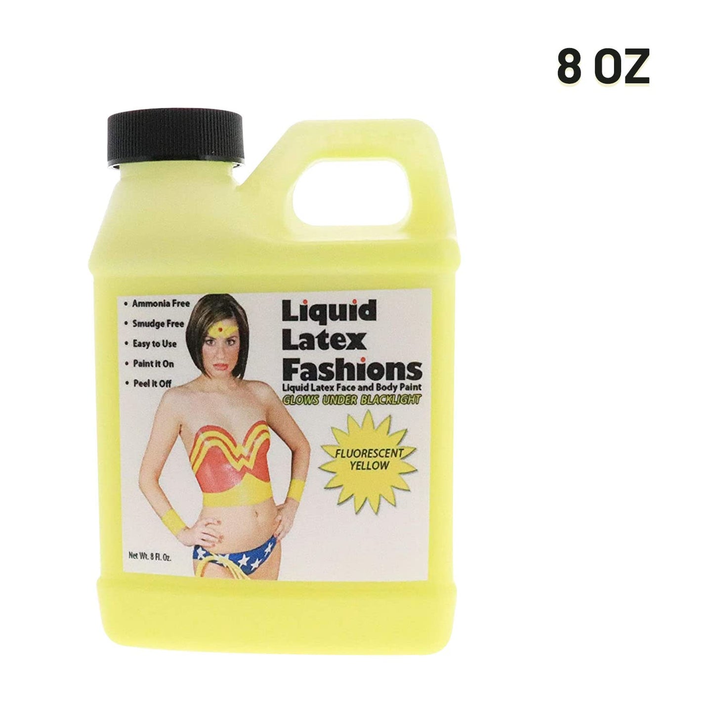 Fluorescent Yellow 8 Oz - Liquid Latex Face and Body Paint, Black Light UV Reactive GLOW, Art, Theater, School Plays, Cosplays and Concerts! Beauty & Personal Care Liquid Latex Fashions