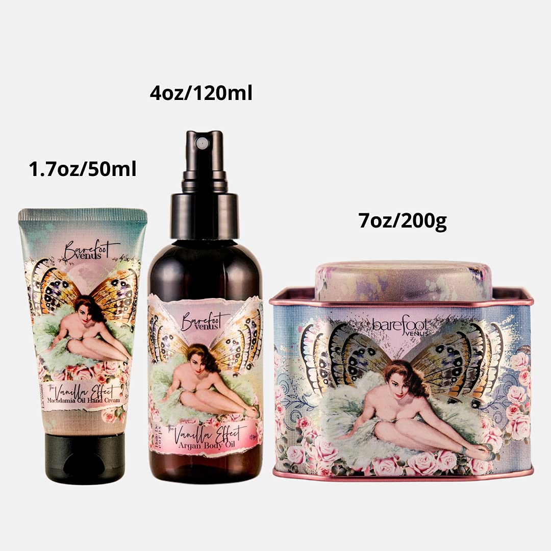 Barefoot Venus bath Soak, Hand Cream & Argan Oil Body Care Gift Set (Vanilla Effect) Beauty and Personal Care Barefoot Venus