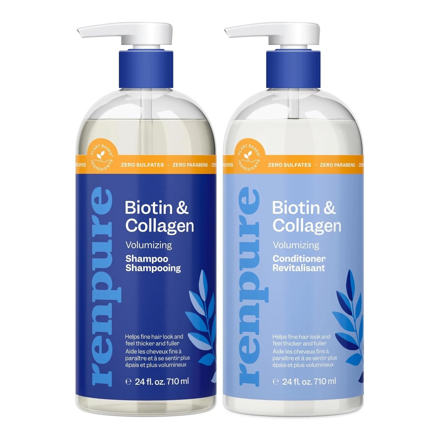 Renpure Biotin & Collagen Thickening Shampoo and Conditioner Set, 24oz Beauty & Personal Care RENPURE
