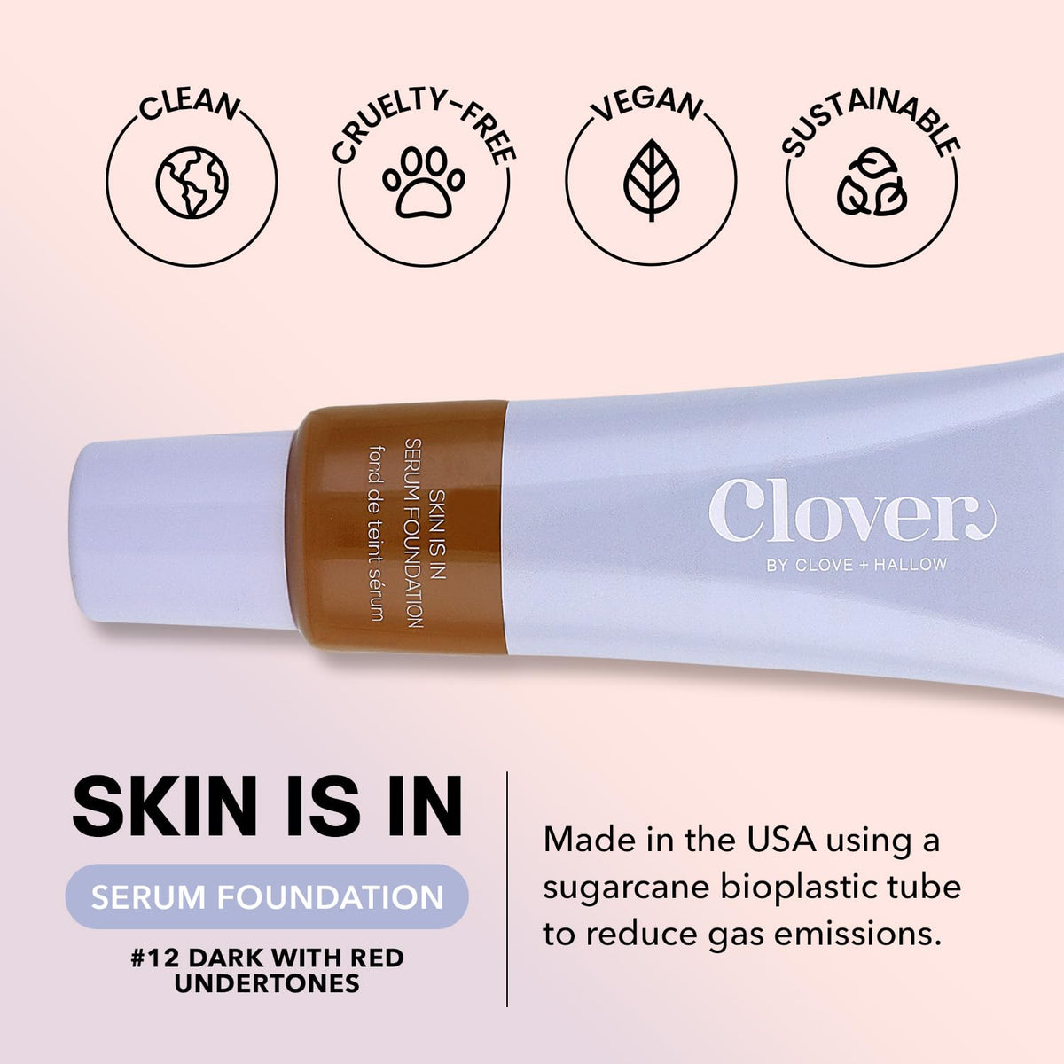 Clover Skin Is In Serum Foundation | Hydrating Face Serum, Lightweight Foundation, Cruelty-Free & Vegan | With Squalane And Sunflower Seed Wax | 30 ml
