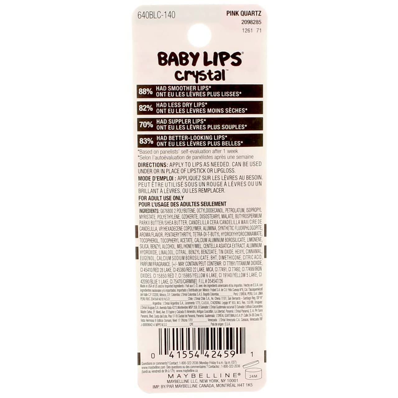 Maybelline New York Baby Lips Crystal Lip Balm, Pink Quartz [140] 0.15 oz (Pack of 2) Beauty & Personal Care MAYBELLINE