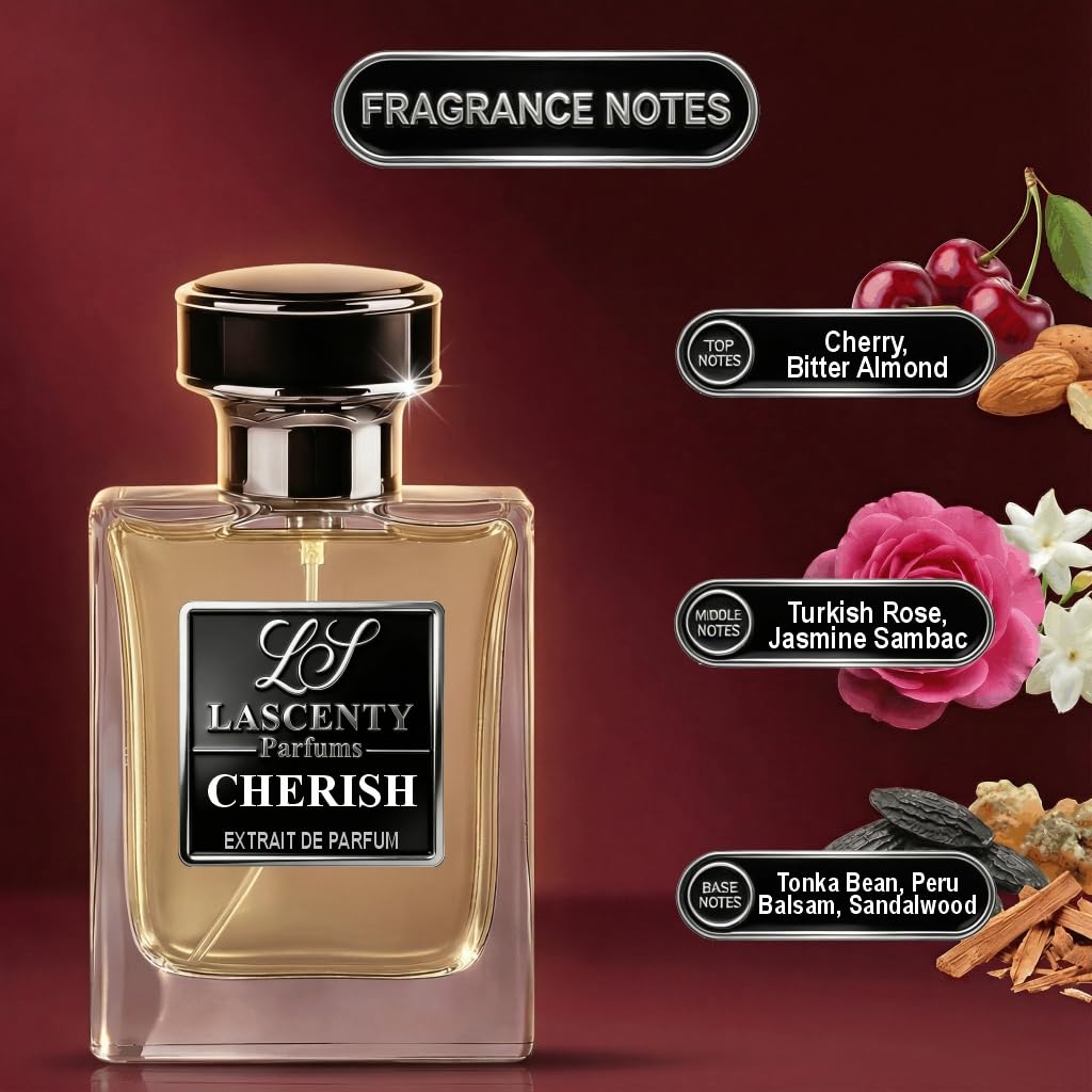 LaScenty CHERISH Inspired by T.F. Lost Cherry Perfume for Women and Cologne for Men (50ml) | Extrait de Parfum | Long-Lasting Gourmand Fruity Floral Beauty & Personal Care LaScenty