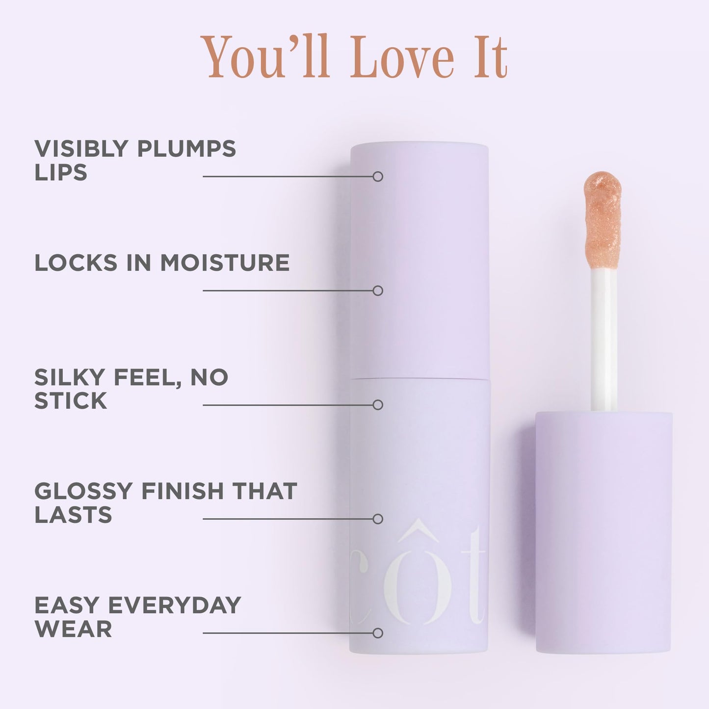 Cote Beauty's Euphoria Peptide Lip Shine, Ultra Hydrating & Long-Lasting Shimmery Sheer Nude Plumping Lip Gloss for Women with Hyaluronic Acid, Shea Beauty & Personal Care Cote Shop