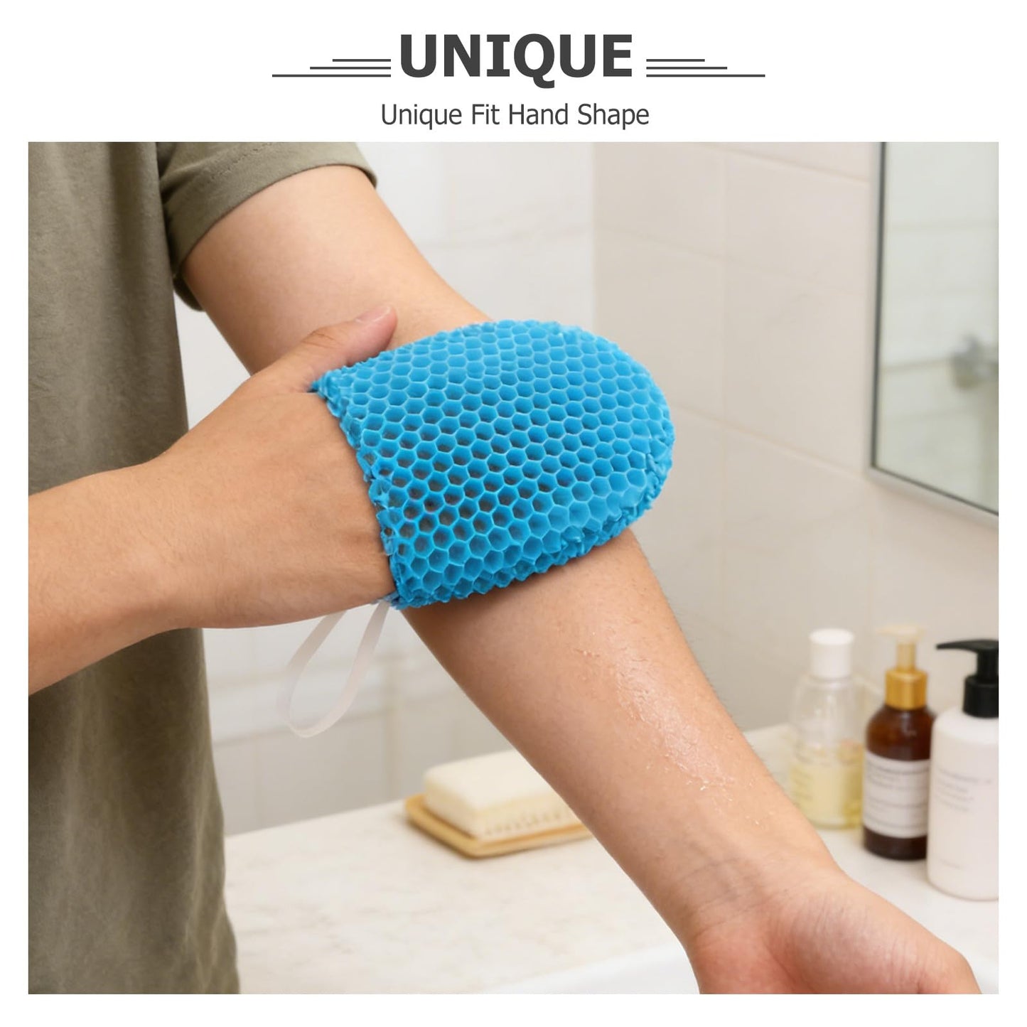 TOVINANNA Honeycomb Exfoliating Glove for Shower, Tpu Body Scrub Mitt for Deep Cleansing & Dead Skin Removal, Flexible Bath Mitt for Smooth Skin, Spa Beauty and Personal Care TOVINANNA