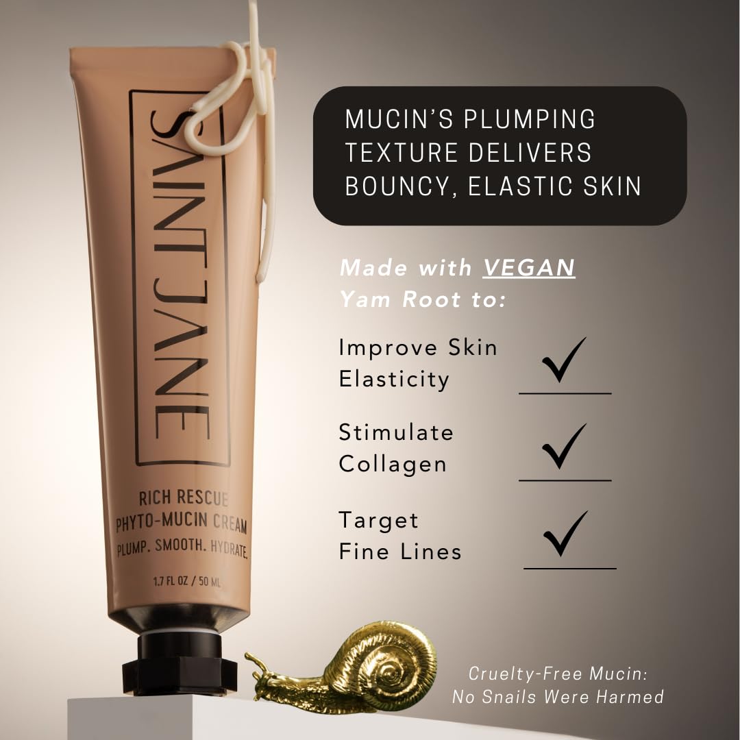SAINT JANE - Rich Rescue Phyto Mucin Cream | Plumping, Smoothing, Firming, Hydrating | Niacinamide, Lotus Flower, Yam Root, Hyaluronic Acid | Luxe Beauty & Personal Care SAINT JANE