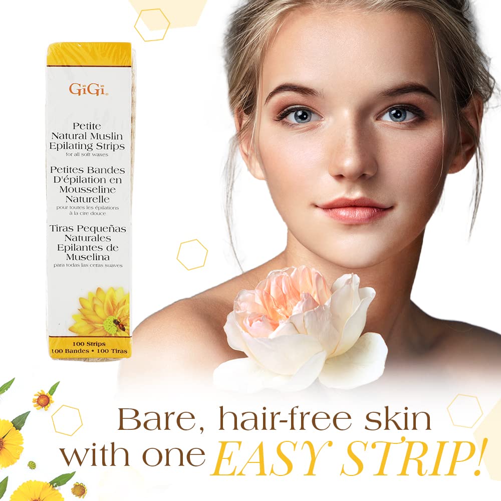 GiGi Waxing Strips for Hair Waxing/Hair Removal, Petite Natural Muslin, 100 Epilating Strips Beauty & Personal Care GIGI