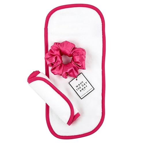 Bella Sleep + Spa Reusable Makeup Remover Facial Cloths and Scrunchie Facial Care Set, 3-Piece, Hot Pink Beauty & Personal Care Bella Sleep + Spa