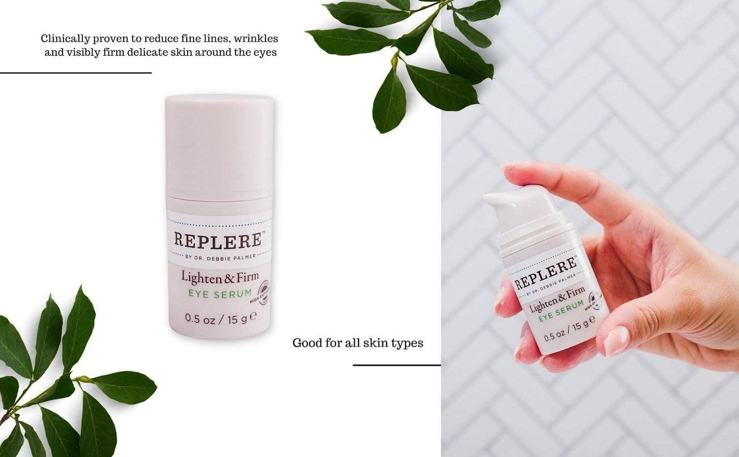 Replere Renew & Firm Eye Serum - Under Eye Brightener & Lightweight Serum for Dark Circles and Puffiness - Anti-Aging Wrinkle Repair with Hyaluronic Beauty & Personal Care Replere