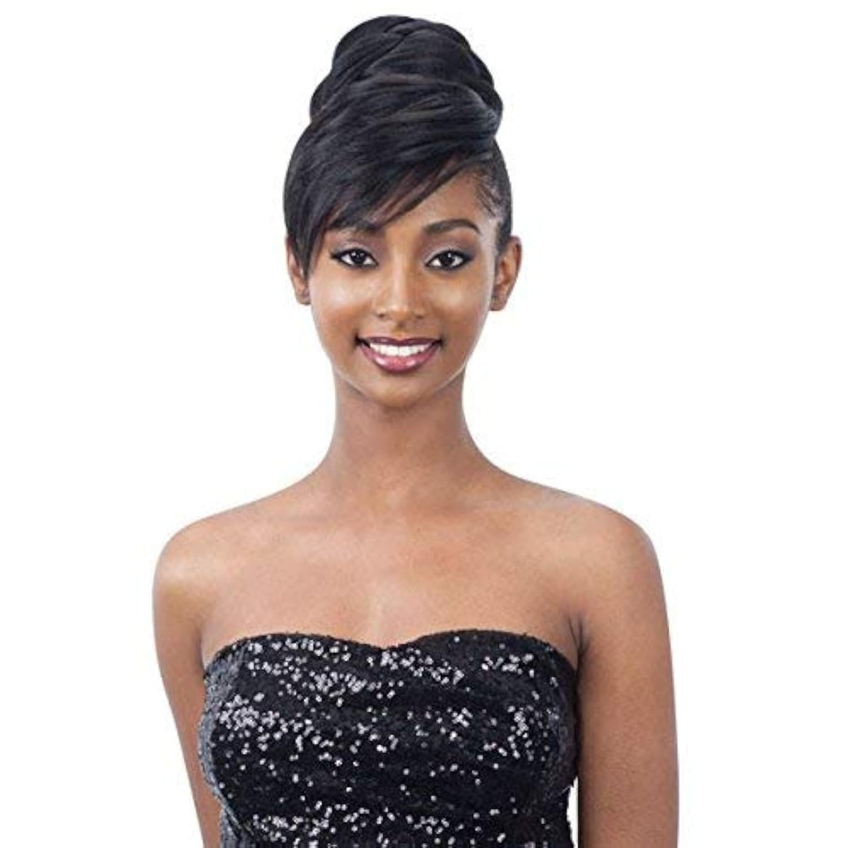 TWISTED BUN BANG (1 Jet Black) - Freetress Equal Synthetic Bun & Swoop Side Bang