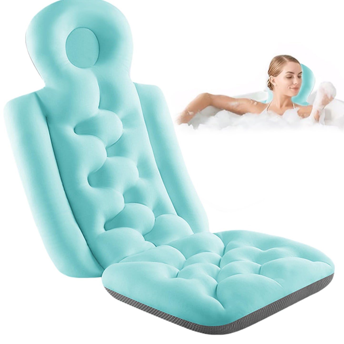 MOUNTTU Bath Cushion for Tub,16x37in Soft Non-slip Bath Pillow Breathable Leakproof Bathtub Pillow with Buckle Fast Fast Drying Skin-friendly Beauty and Personal Care MOUNTTU