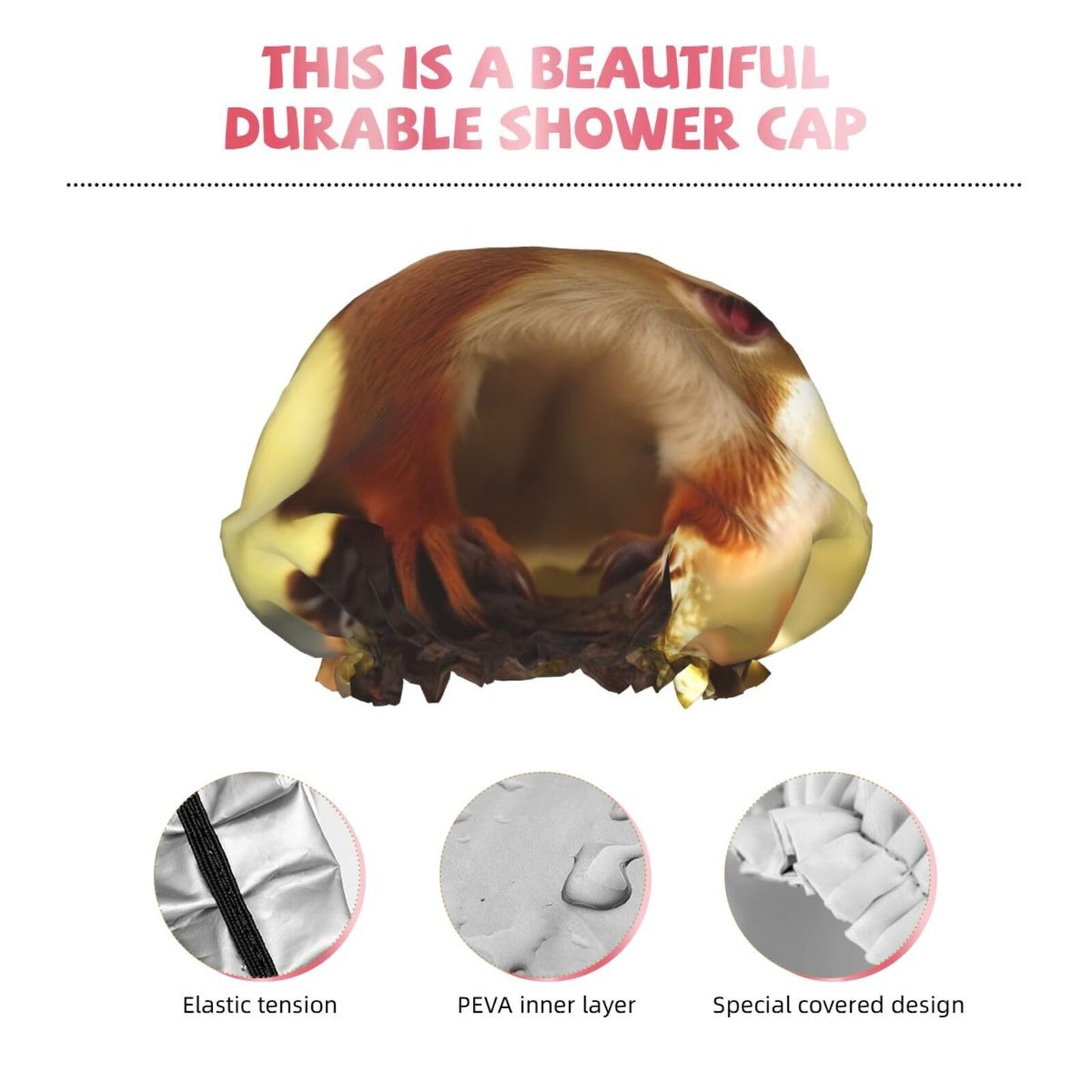 Funny Squirrel Shower Cap for Women Men Large Reusable Shower Bonnet Double-Layer Waterproof Bath Caps Elastic Band Hair Hat for All Hairstyles Beauty and Personal Care BWLHJKE