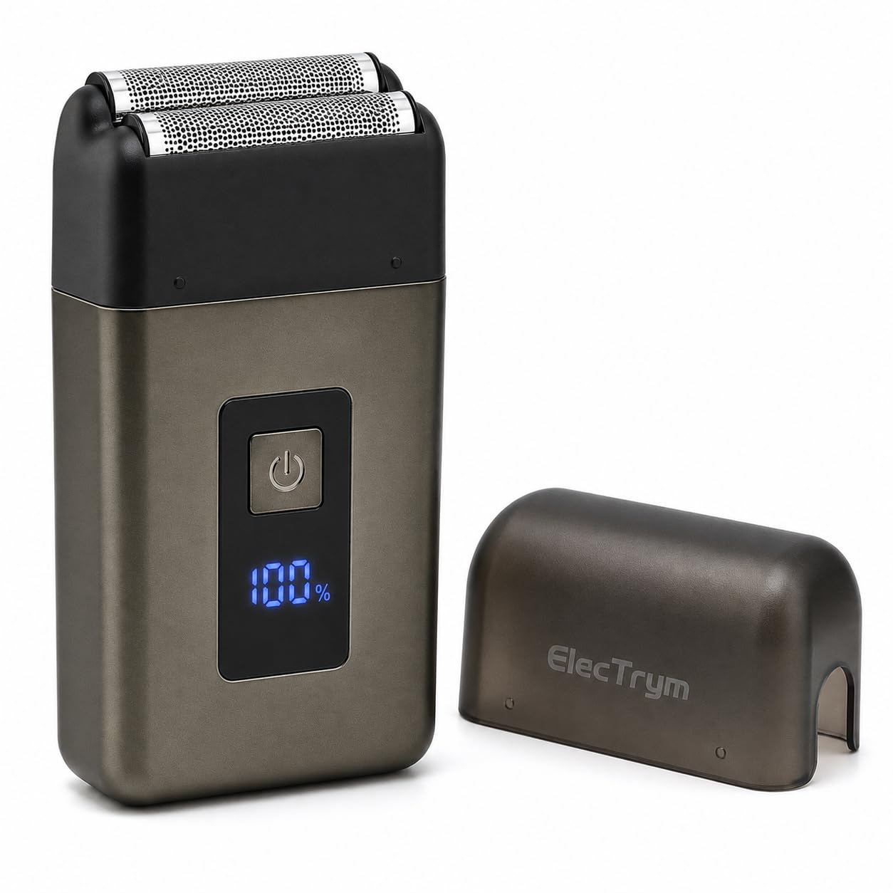 ElecTrym E1020 Dual Foil Head Electric Shaver for Men, Silver, USB-C Rechargeable, Wet and Dry, Battery Display Beauty and Personal Care ElecTrym