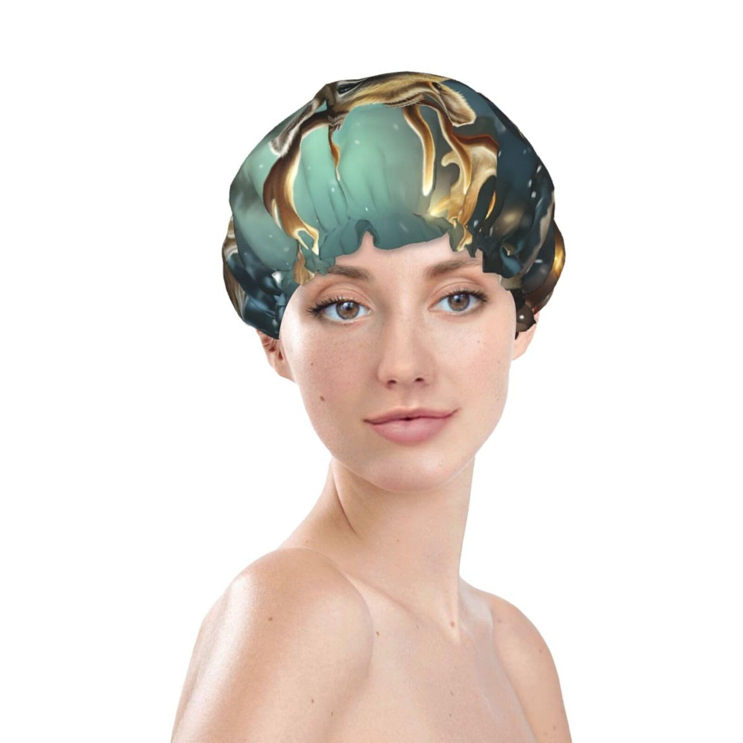 Christmas Gift Reindeer Shower Cap For Women Reusable Double Layers Bathing Bath Cap Hair Caps Waterproof Elastic Band Ladies Spa Salon Shower Hat Beauty and Personal Care GDSHJKLW