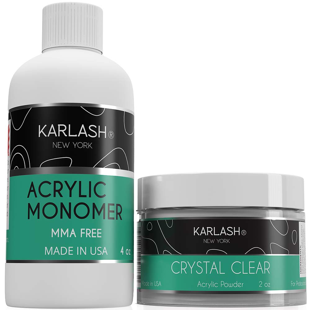 Karlash Professional Polymer Kit Acrylic Powder Crystal Clear 2 oz and Acrylic Liquid Monomer 4 oz for Doing Acrylic Nails, MMA free, Ultra Shine Beauty & Personal Care Karlash
