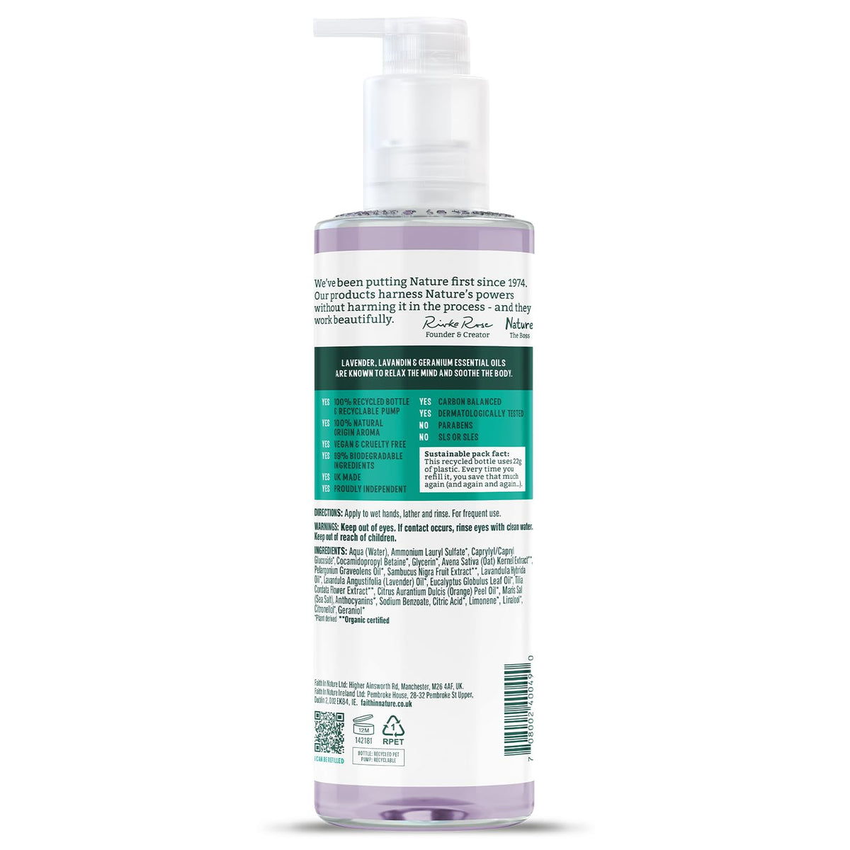 FAITH IN NATURE Natural Lavender and Geranium Liquid Hand Wash, Relaxing, Vegan and Cruelty Free, No SLS or Parabens, 400 ml Beauty & Personal Care FAITH IN NATURE