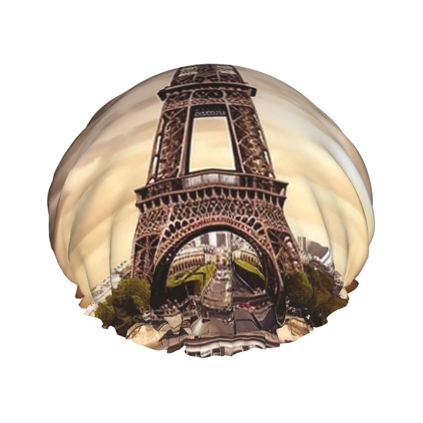 Romantic Paris Eiffel Tower Shower Cap for Women Men Large Reusable Shower Bonnet Double-Layer Waterproof Bath Caps Elastic Band Hair Hat for All Beauty and Personal Care BWLHJKE