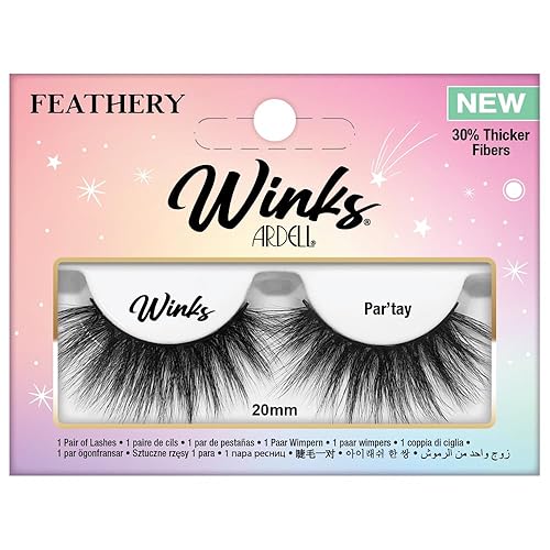 Ardell Winks Par'tay Lashes, Full Volume, 20mm Ultra-Long False Eyelashes, Feathered and Fluttery, Black Band, 1 Pair Beauty & Personal Care Ardell