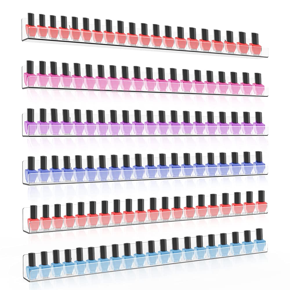 Sezanrpt 24 Inches Acrylic Nail Polish Rack for Wall, Clear Nail Polish Organizer Wall Mounted for 150 Bottles, 6 Pack Beauty & Personal Care Sezanrpt