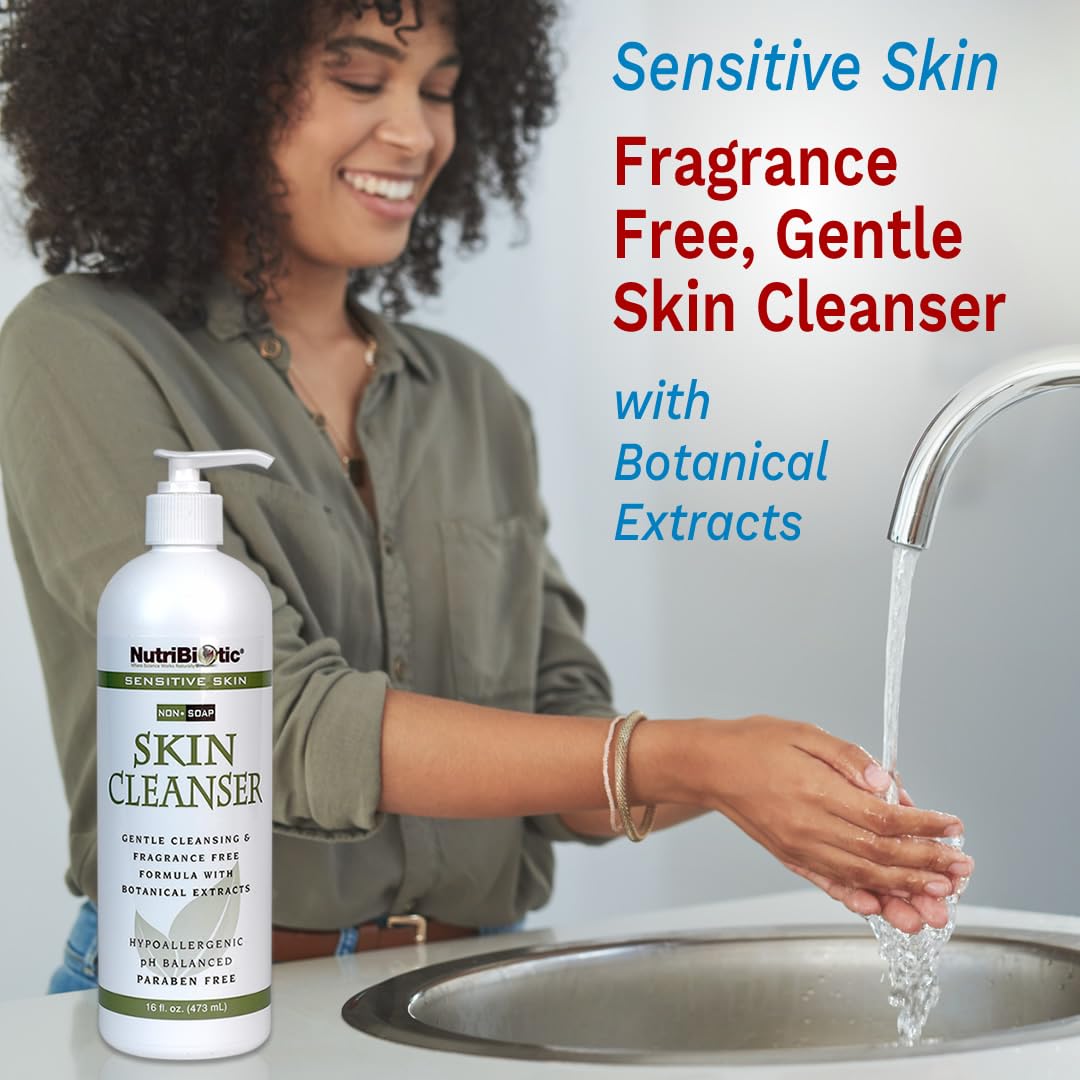 NutriBiotic - Sensitive Skin Non-Soap Skin Cleanser, 16 Oz Twin Pack with GSE (Citricidal) | pH Balanced, Hypoallergenic & Biodegradable | Free Beauty & Personal Care NutriBiotic