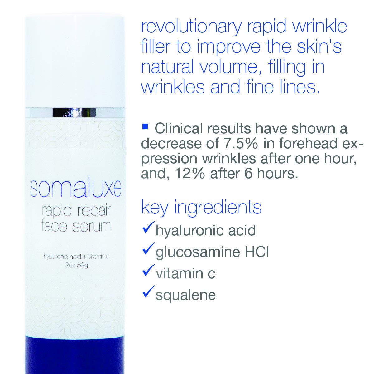 Somaluxe Rapid Wrinkle Filler: Hyaluronic Acid Filling Spheres Fill Wrinkles & Fine Lines, 1oz Beauty & Personal Care Somaluxe