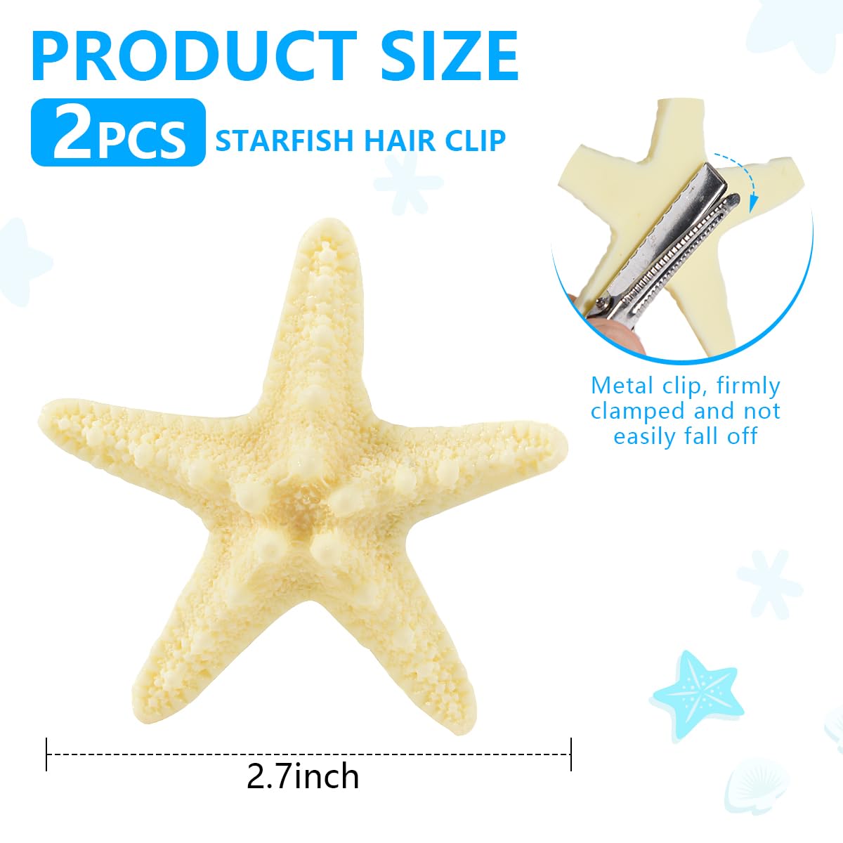 OBTANIM 2 Pcs Starfish Hair Clip Resin Beach Sea Star Hair Pins Mermaid Hair Clips Accessories for Women and Girls Beauty & Personal Care OBTANIM