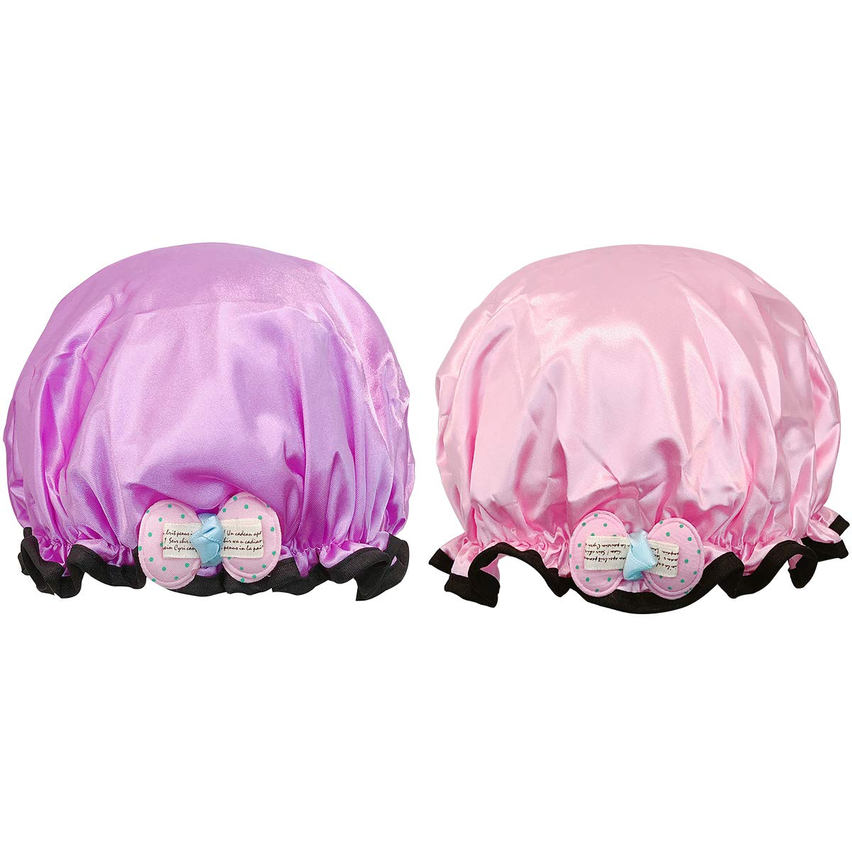 Wrapables® Fun and Novelty Double Layer Waterproof Shower Caps for Kids (Set of 2), Precious Bow Beauty and Personal Care Wrapables