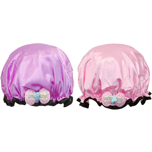 Wrapables® Fun and Novelty Double Layer Waterproof Shower Caps for Kids (Set of 2), Precious Bow Beauty and Personal Care Wrapables