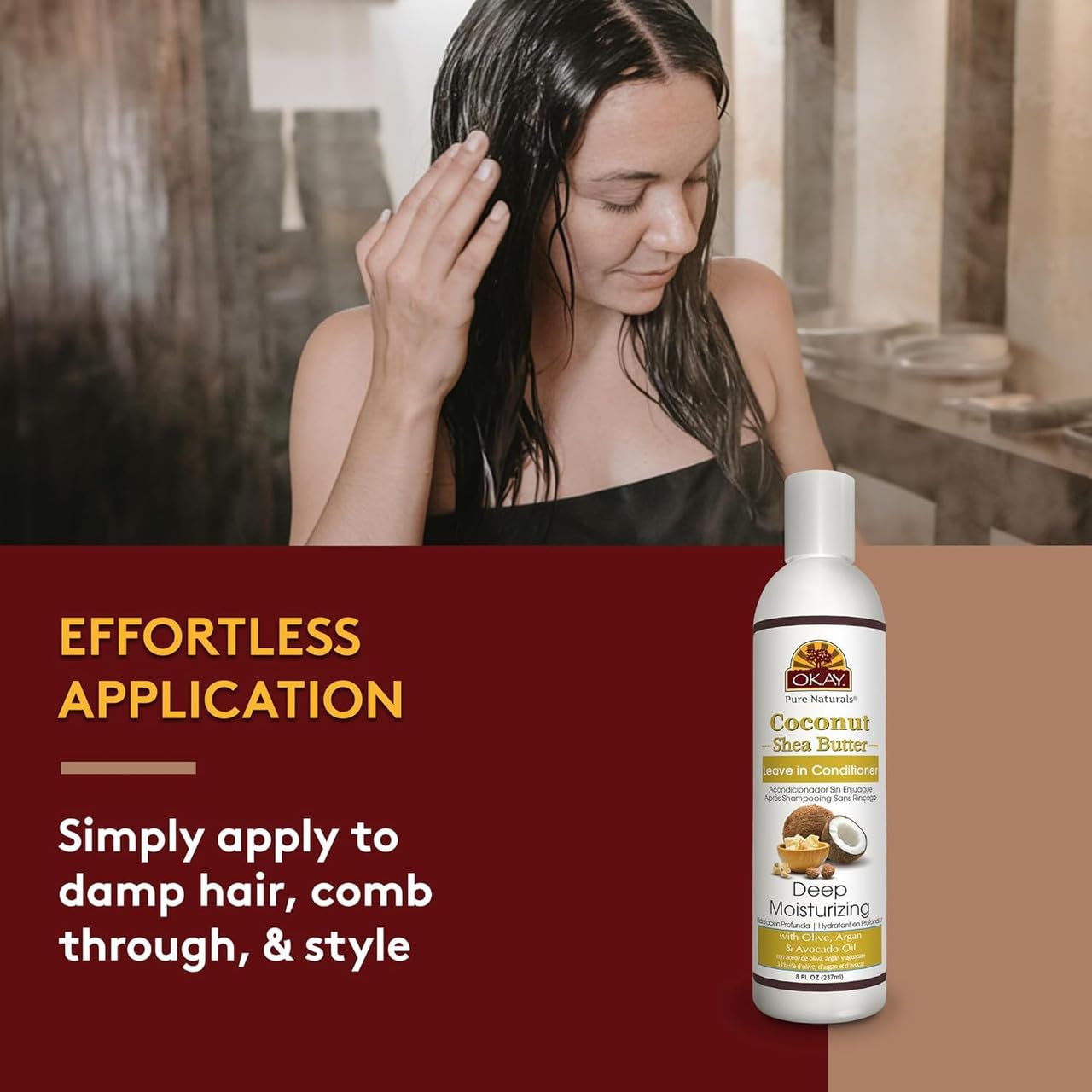 OKAY | Coconut & Shea Butter Leave-In Conditioner | For All Hair Types & Textures | Fortify - Strengthen - Revitalize | With Olive, Argan & Avocado Beauty & Personal Care OKAY