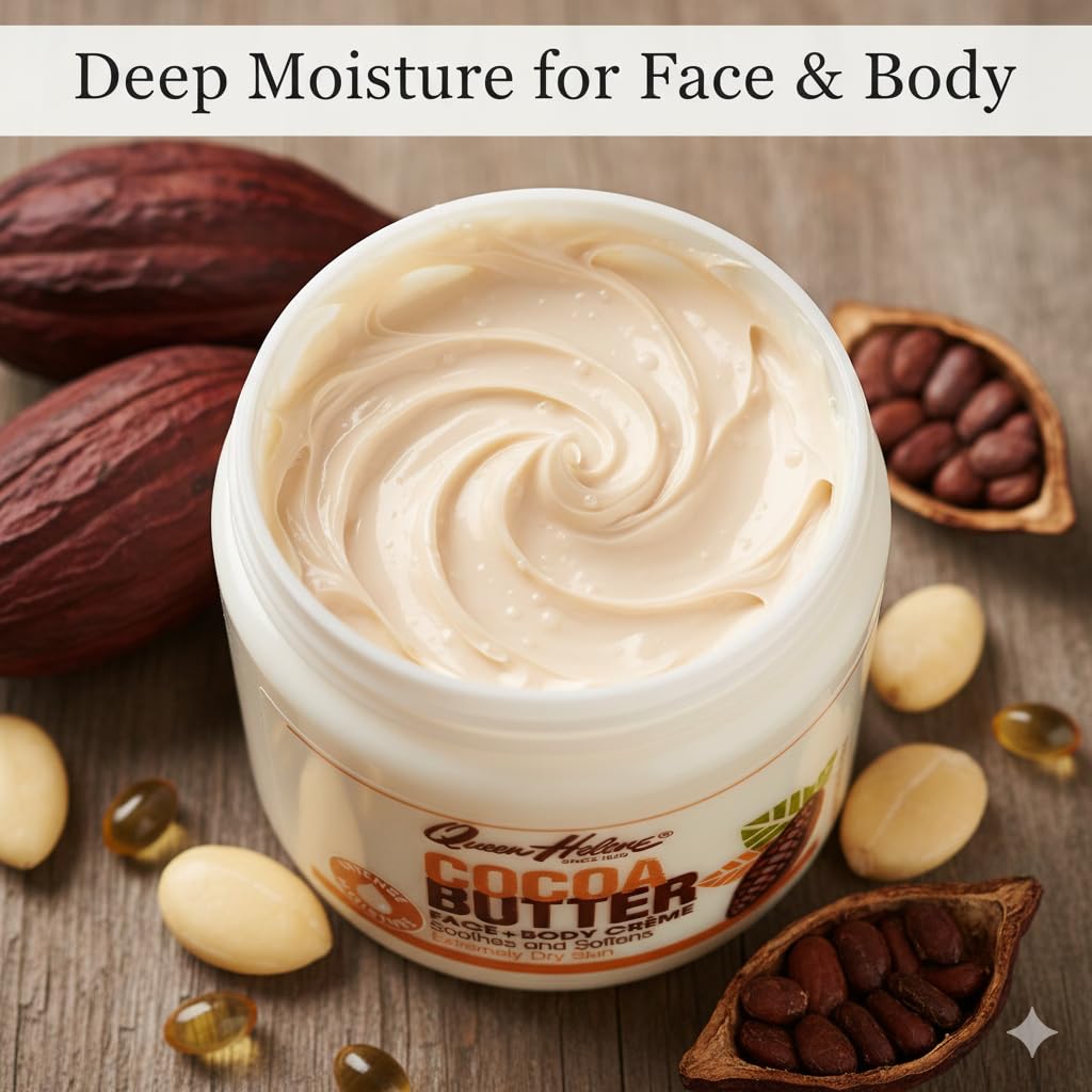 Queen Helene Cocoa Butter Face & Body Cream - Extra Rich Moisturizing Formula for Dry Skin | Softens, Smooths & Restores Radiance | 4.8 oz Jar Beauty & Personal Care Queen Helene