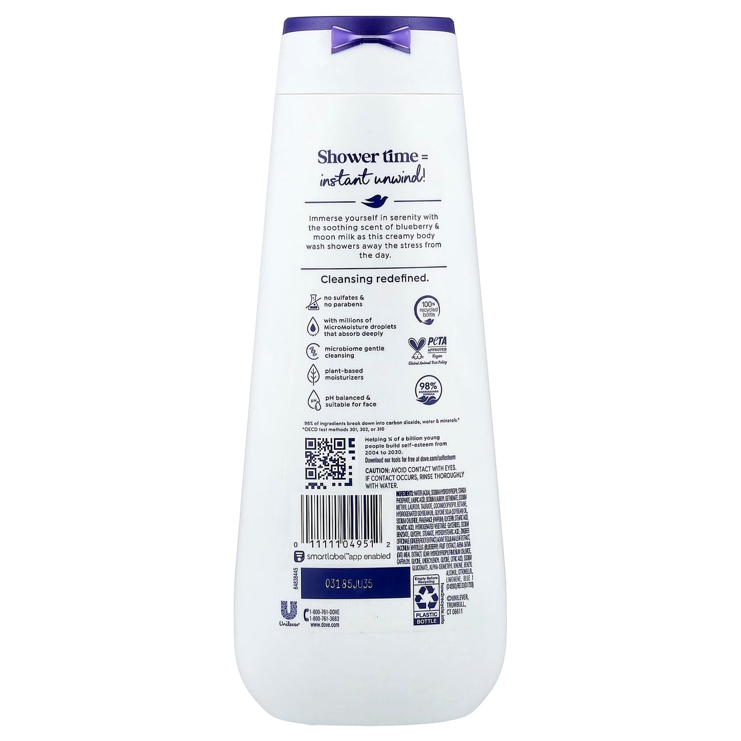 Dove Unwind Body Wash, Blueberry + Moon Milk, 20 fl oz Beauty & Personal Care Dove