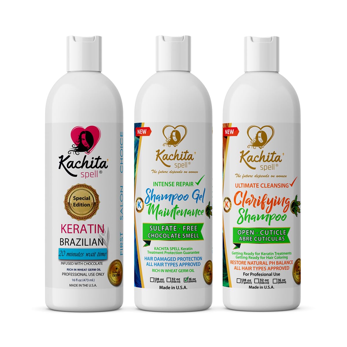 Full KIT New Brazilian Keratin Hair Blowout Treatment Kachita Spell Professional Results Straighten and Smooth Hair Beauty & Personal Care Kachita Spell