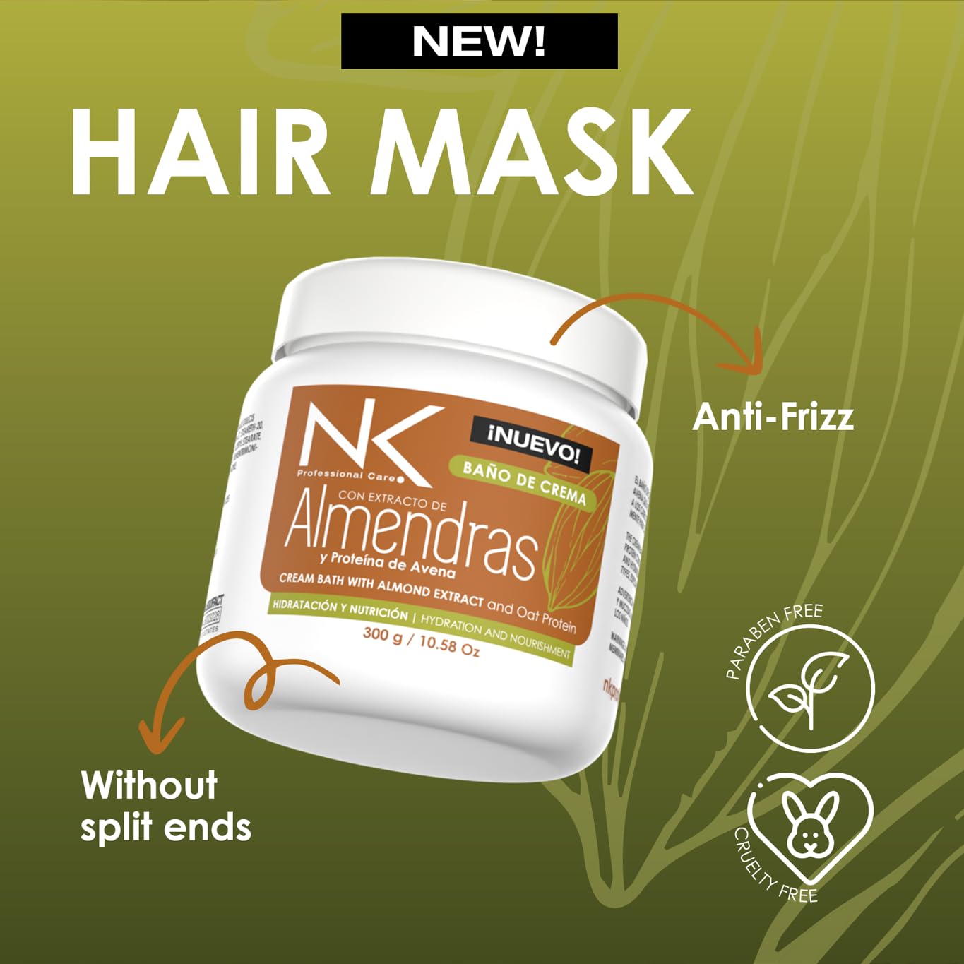 NK Almond Shampoo and Hair Mask Set - Based on almond extract and oat protein - All hair types, especially weak and dry hair. Beauty & Personal Care NK Professional Care