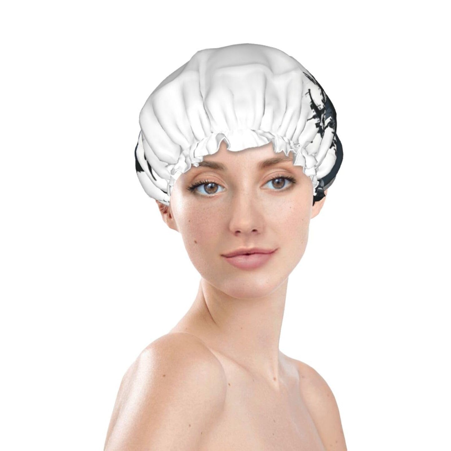 Aircraft Carrier Shower Cap For Women Reusable Double Layers Bathing Bath Cap Hair Caps Waterproof Elastic Band Ladies Spa Salon Shower Hat Hair Caps Beauty and Personal Care GDSHJKLW